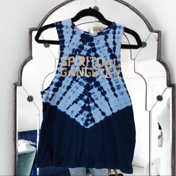 Spiritual Gangster Tops - Spiritual gangster blue tie dye muscle tank